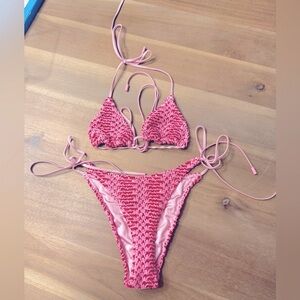 VINCA - ALINA PINK CROCHET TRIANGLE BIKINI SET